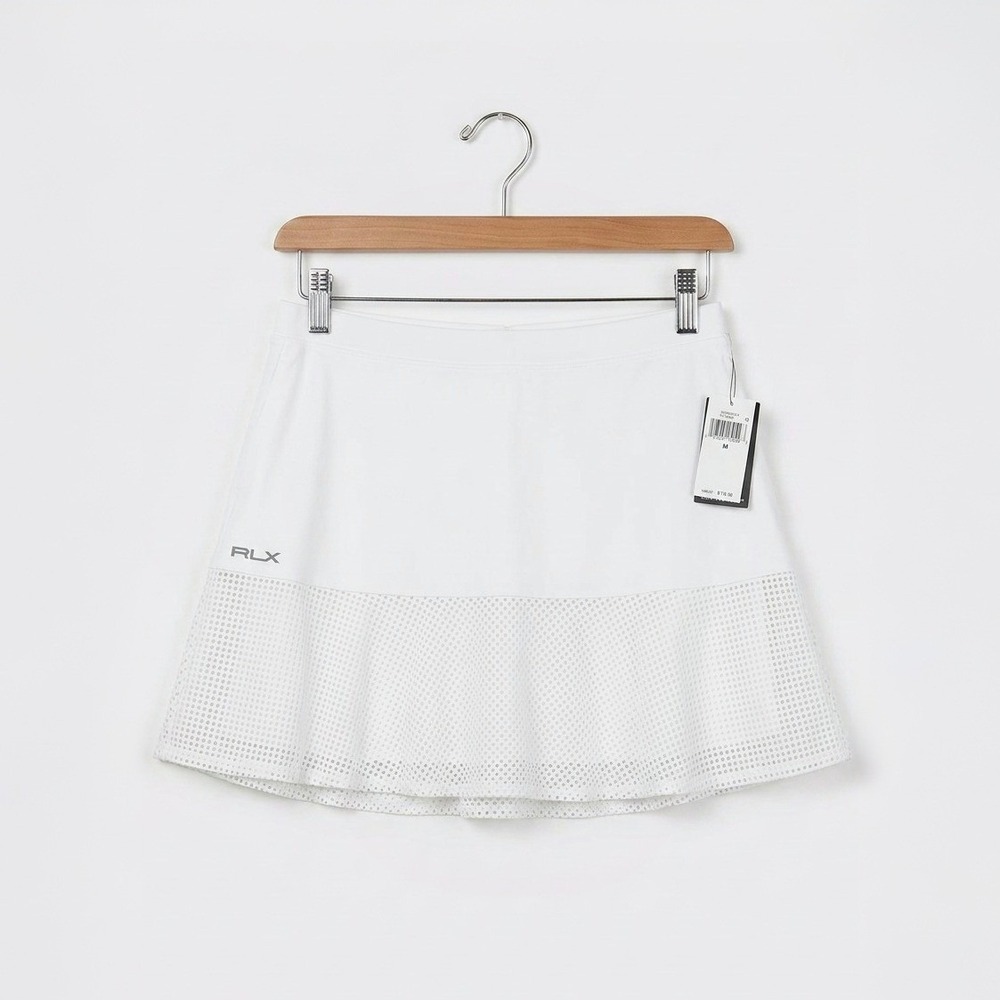 RLX Ralph Lauren Women's Golf Skort White Perforated Built In Shorts Size M NWT